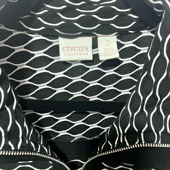 Chico's Black and White Zip-Up Jacket LARGE - Picture 2 of 8